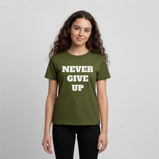 Never give up Premium Teenager T-Shirt - khaki