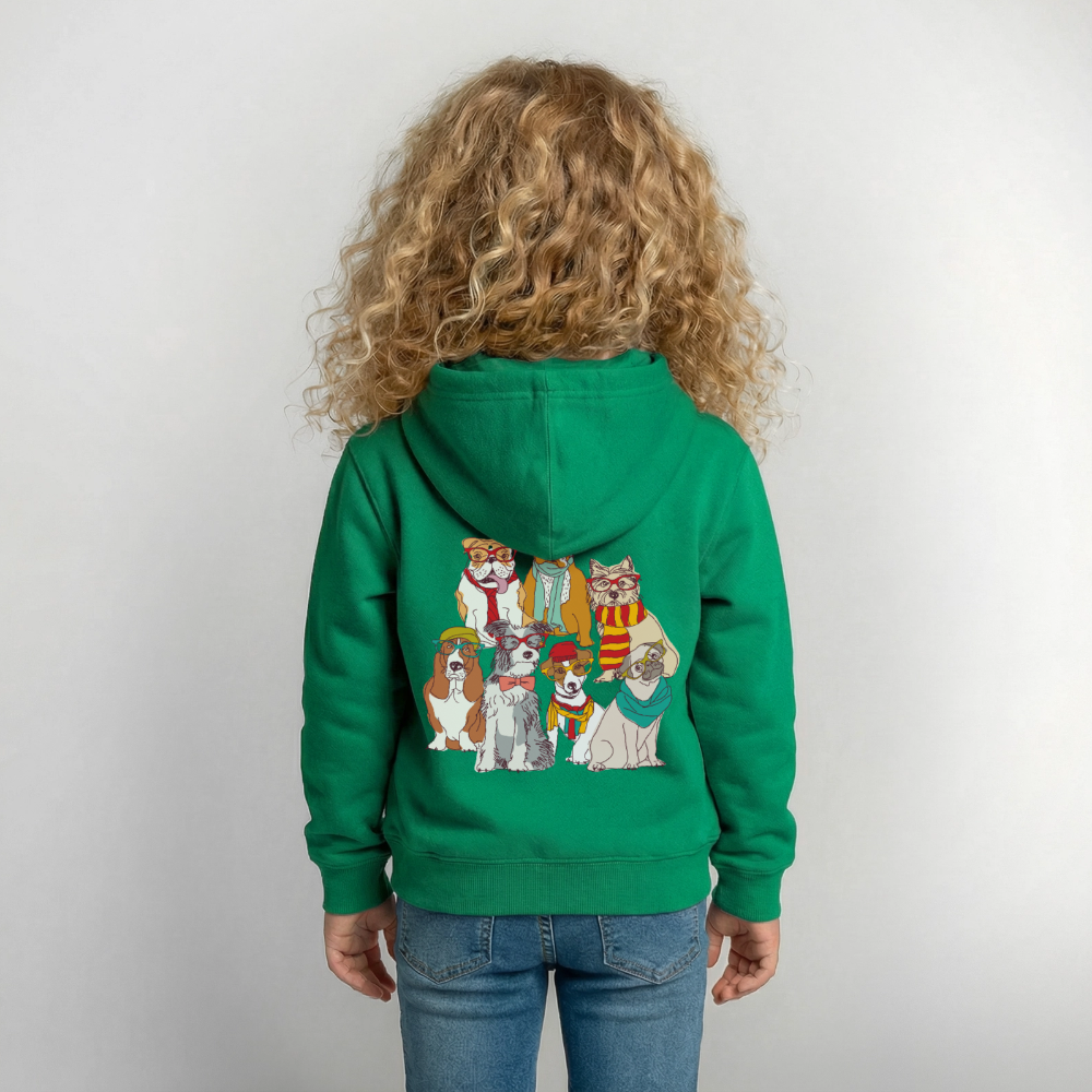 Hunde mit Brille Kinder Hoodie - kelly green