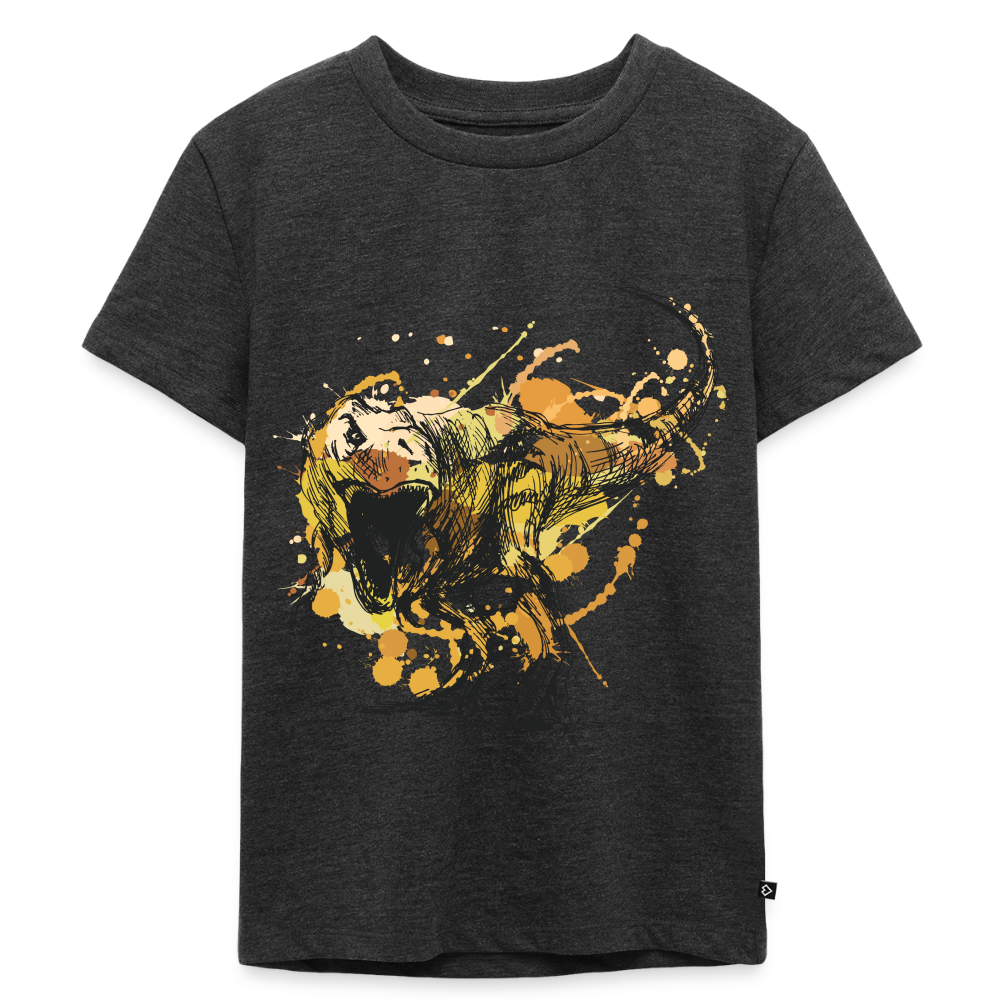 Dinosaurier Premium Kinder T-Shirt - heather anthracite