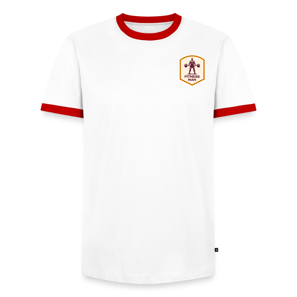 Fitness Man Kontrast T-Shirt - white/red 
