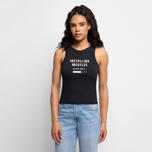 INSTALLING MUSCLES  Premium Cropped Tank Top - black