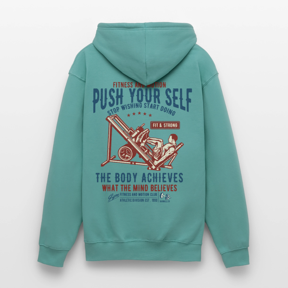 PUSH YOUR SELF Hoodie - pastel turquoise