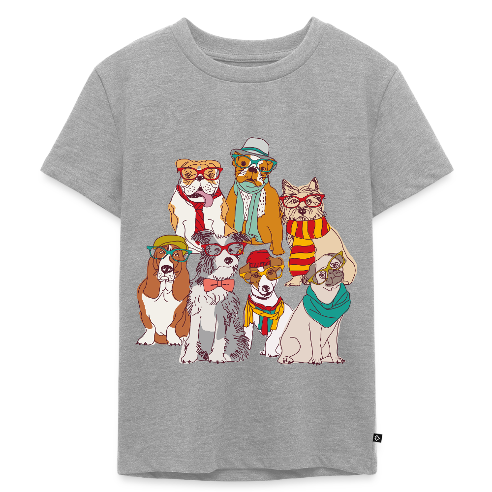 Hunde mit Brille Premium Kinder T-Shirt - heather grey