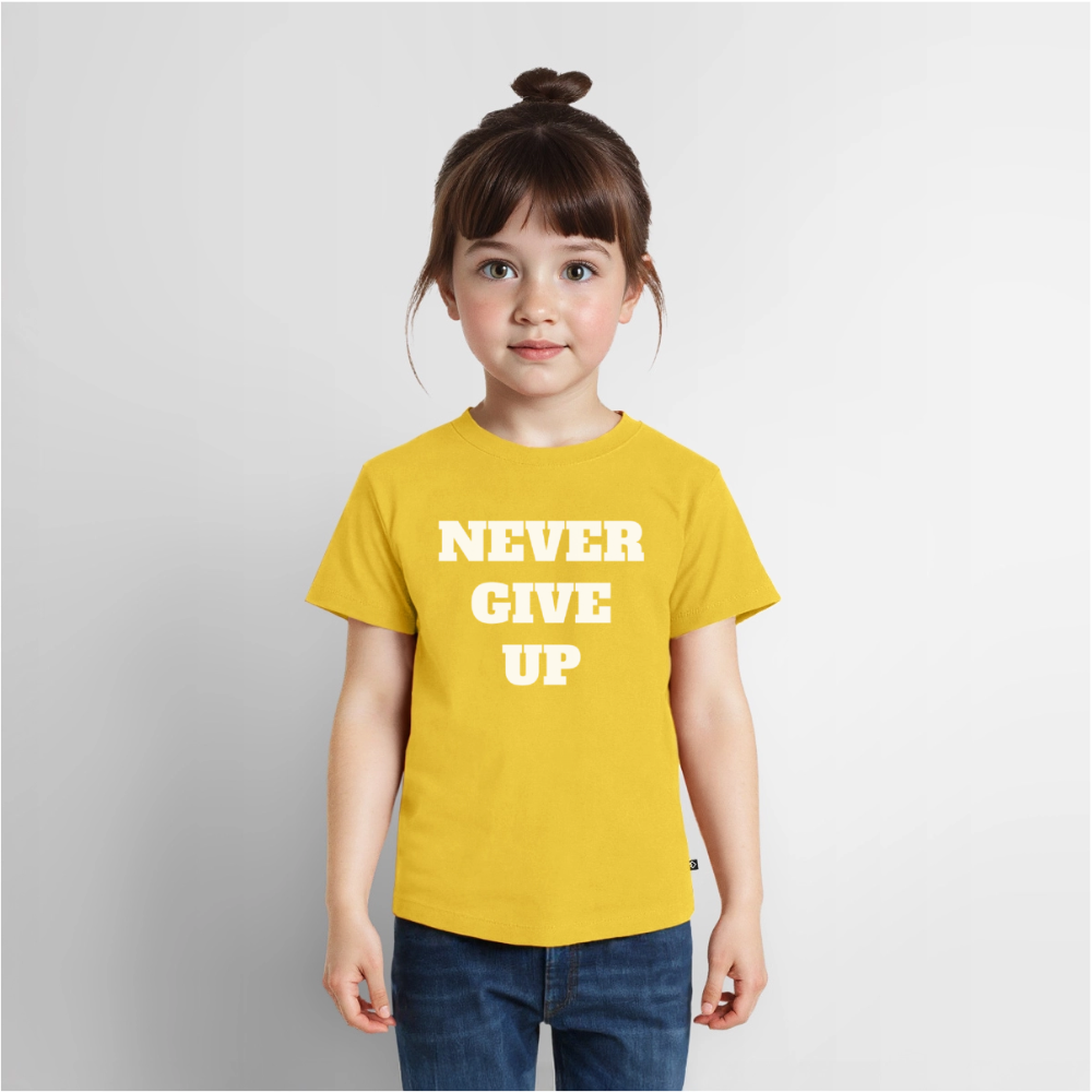 Never give up Premium Kinder T-Shirt - sun yellow