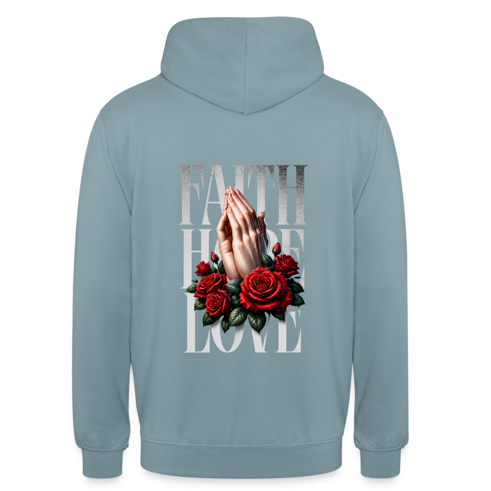 FAITH, HOPE, LOVE Hoodie - stonewash blue