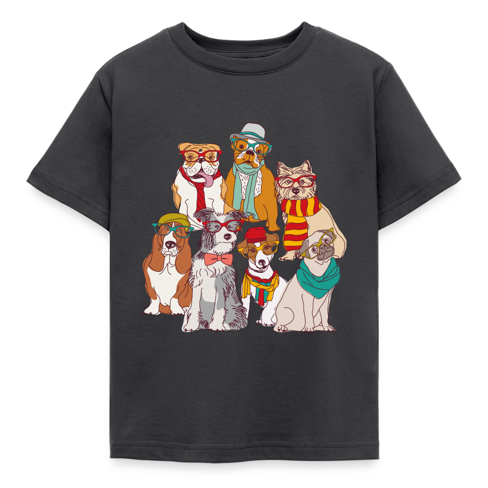 Hunde mit Brille Kinder T-Shirt - dark grey