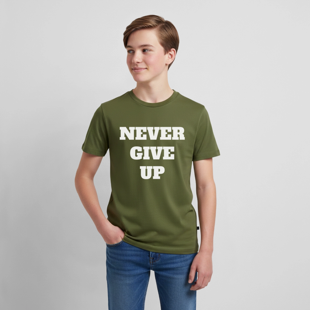 Never give up Premium Teenager T-Shirt - khaki
