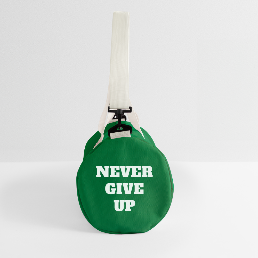 NEVER GIVE UP Duffel Bag - kelly green/off white