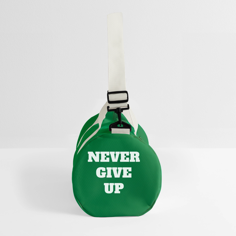 NEVER GIVE UP Duffel Bag - kelly green/off white