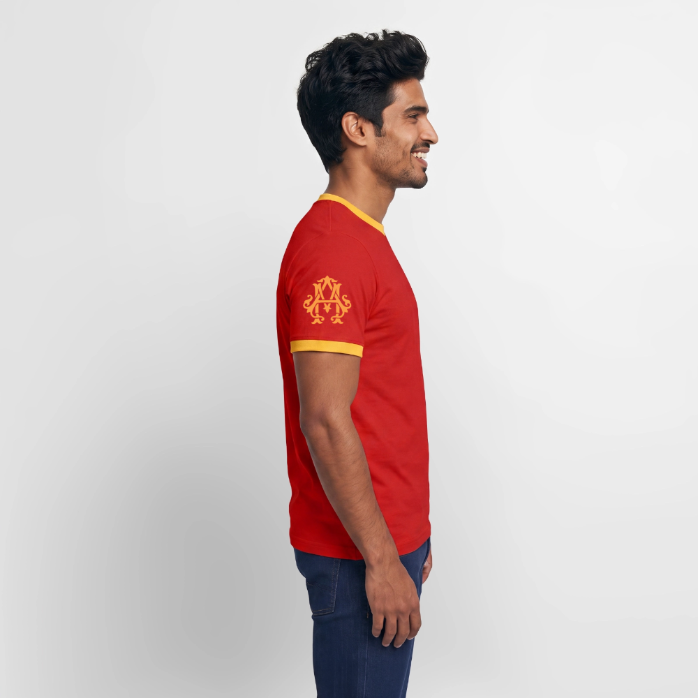 Fitness Man Kontrast T-Shirt - red/yellow 