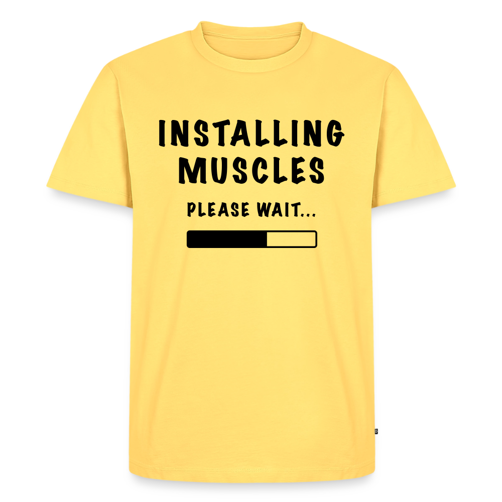 INSTALLING MUSCLES Premium Logo T-Shirt - sky yellow
