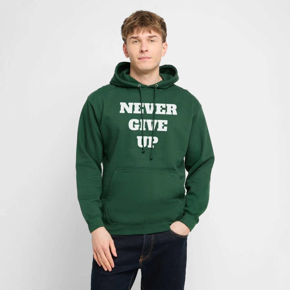 Never give up Hoodie - bottle green