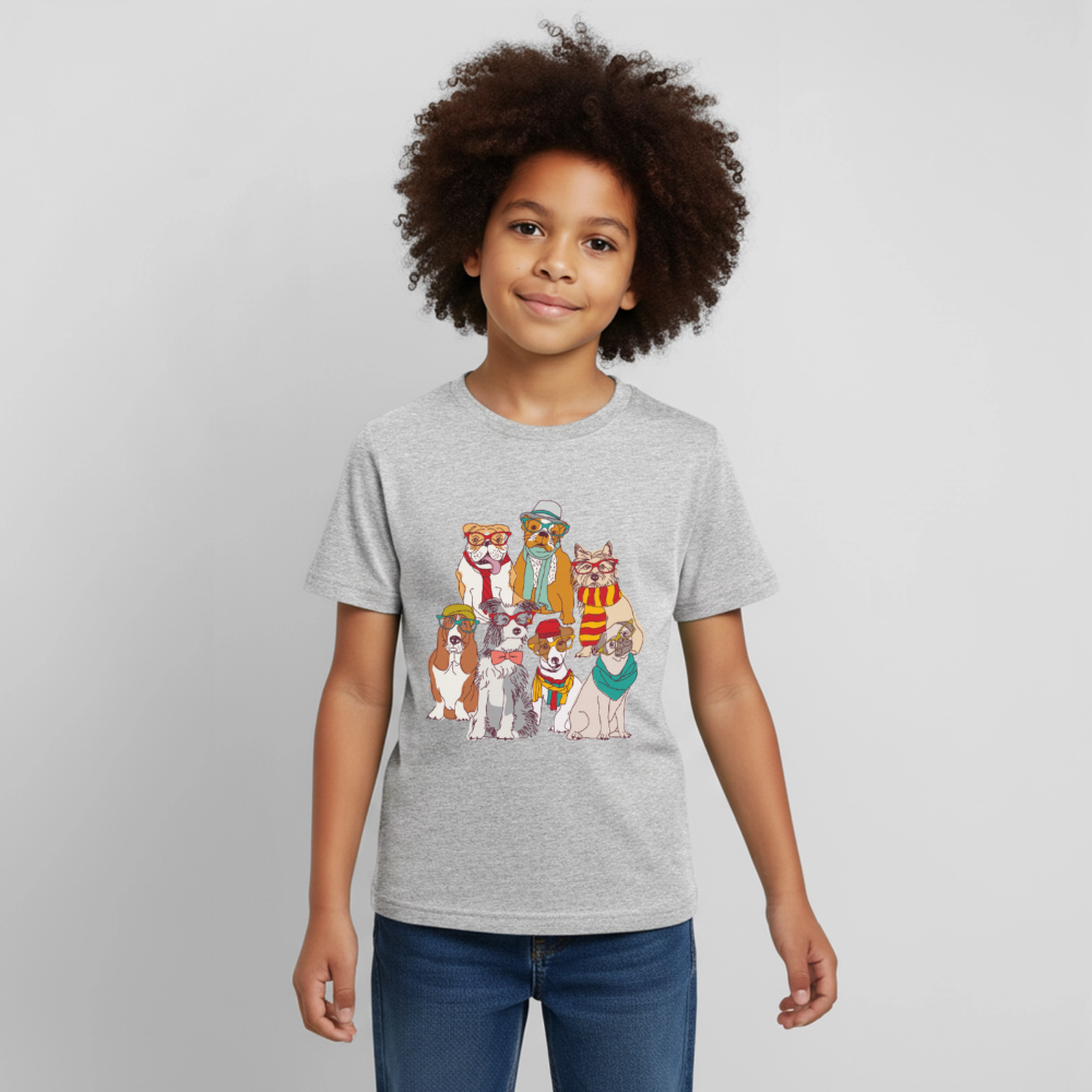Hunde mit Brille Kinder T-Shirt - heather grey