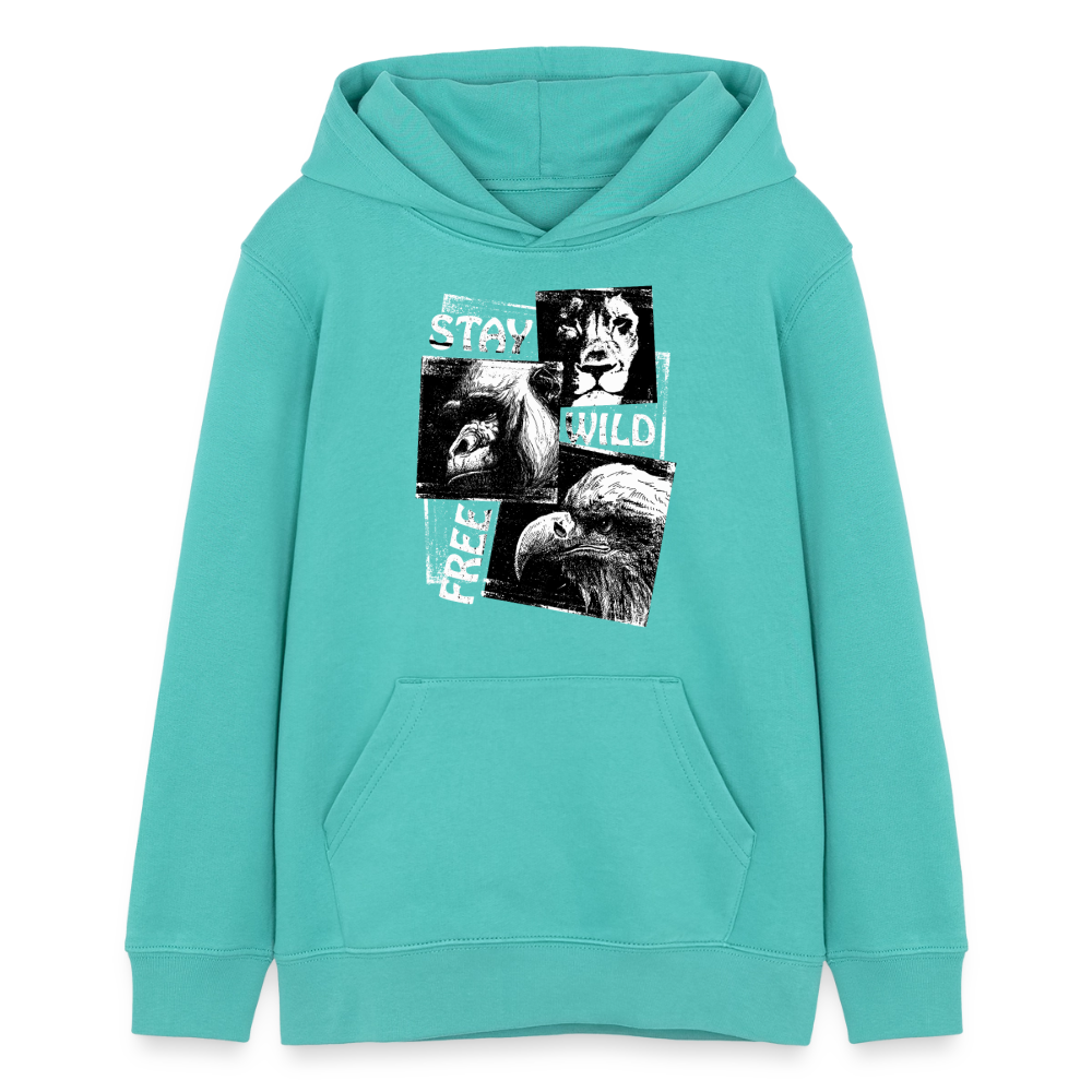 STAY WILD Premium Teenager Hoodie - pool blue