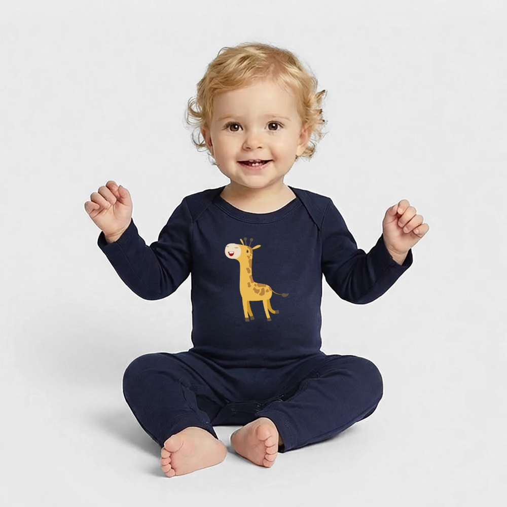 Giraffe Premium Baby Strampler - navy