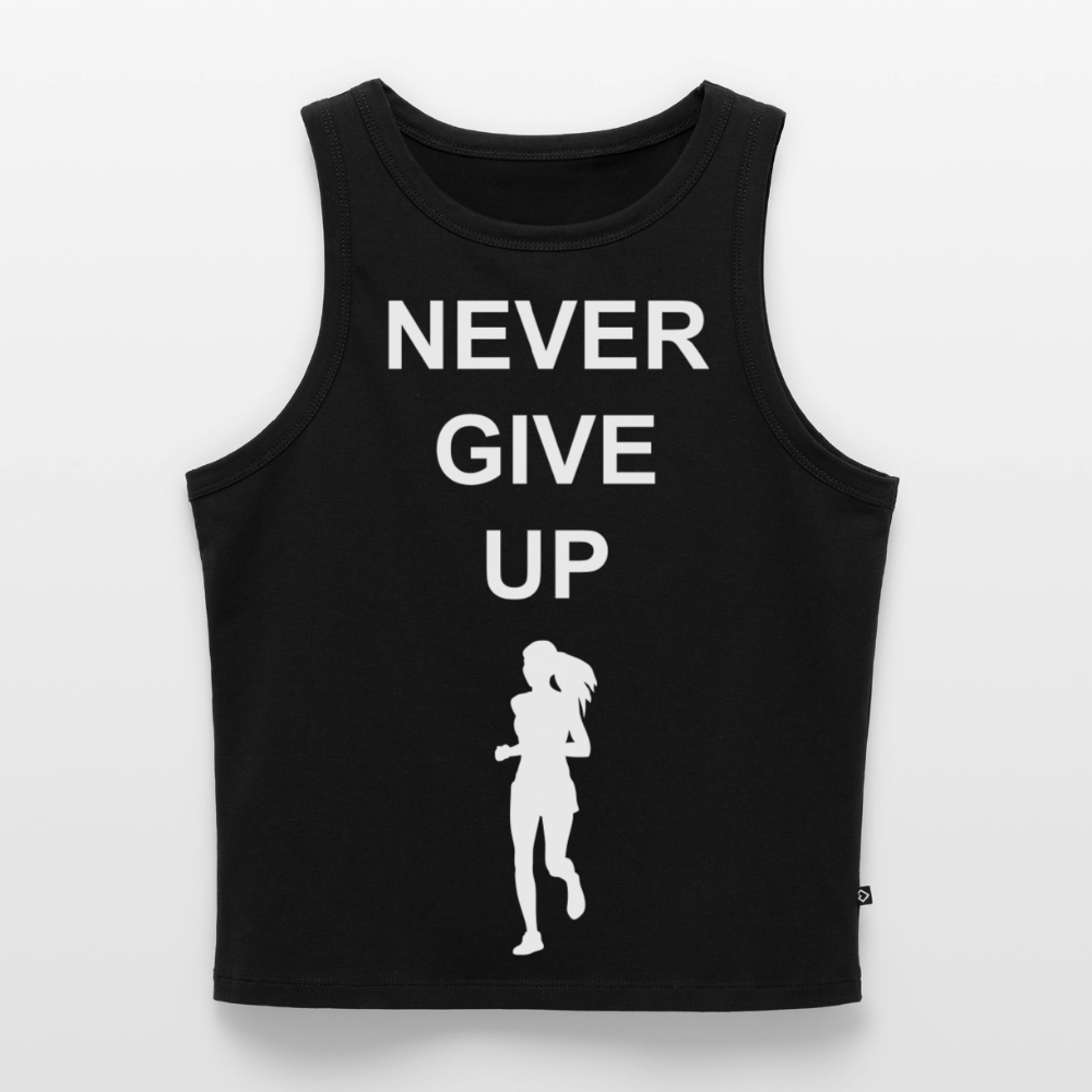 NEVER GIVE UP Cropped Tank Top - black