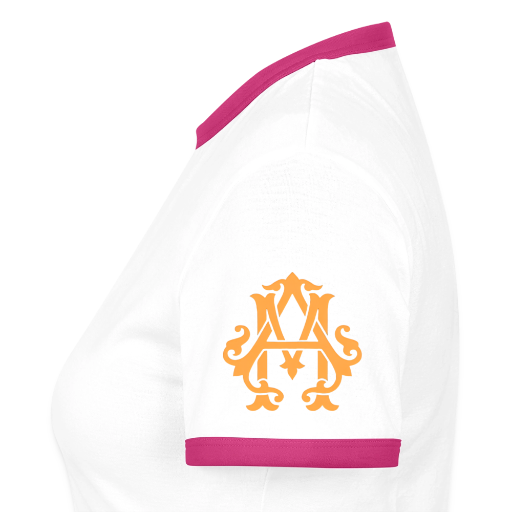 Fitness Girl Kontrast T-Shirt - white/fuchsia