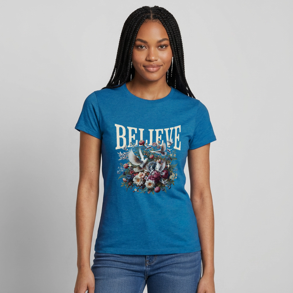 BELIEVE T-Shirt - antique blue sapphire heather