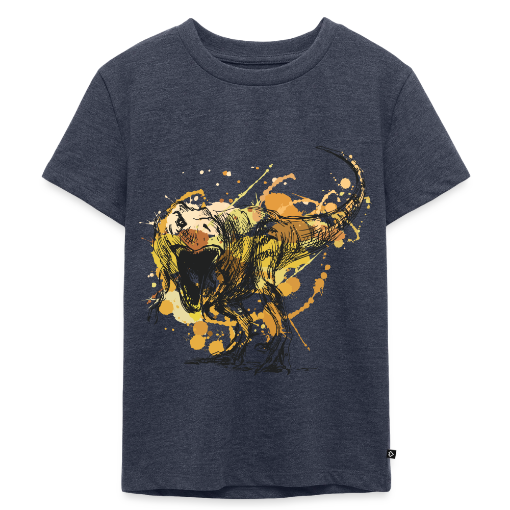 Dinosaurier Premium Kinder T-Shirt - heather denim
