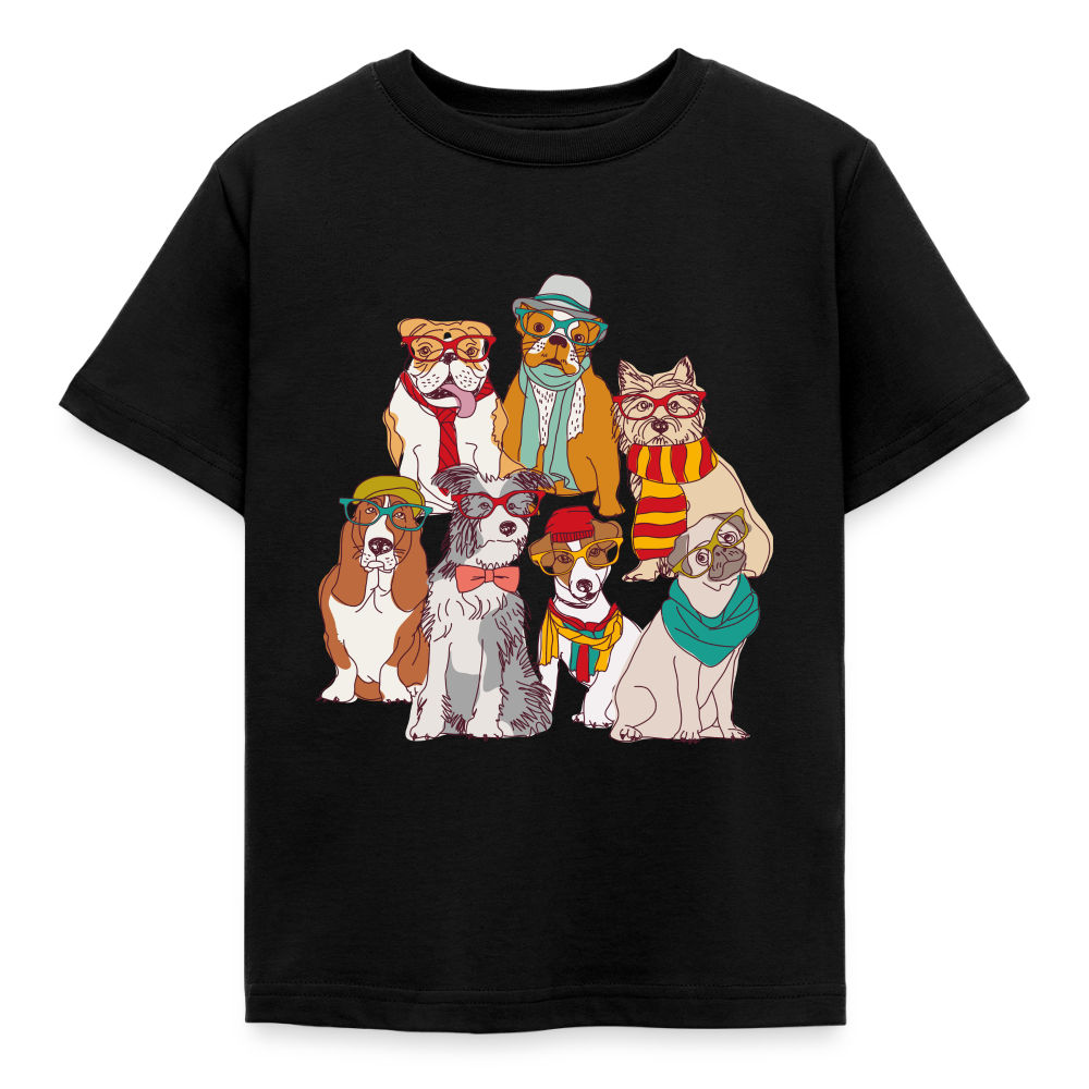 Hunde mit Brille Kinder T-Shirt - black