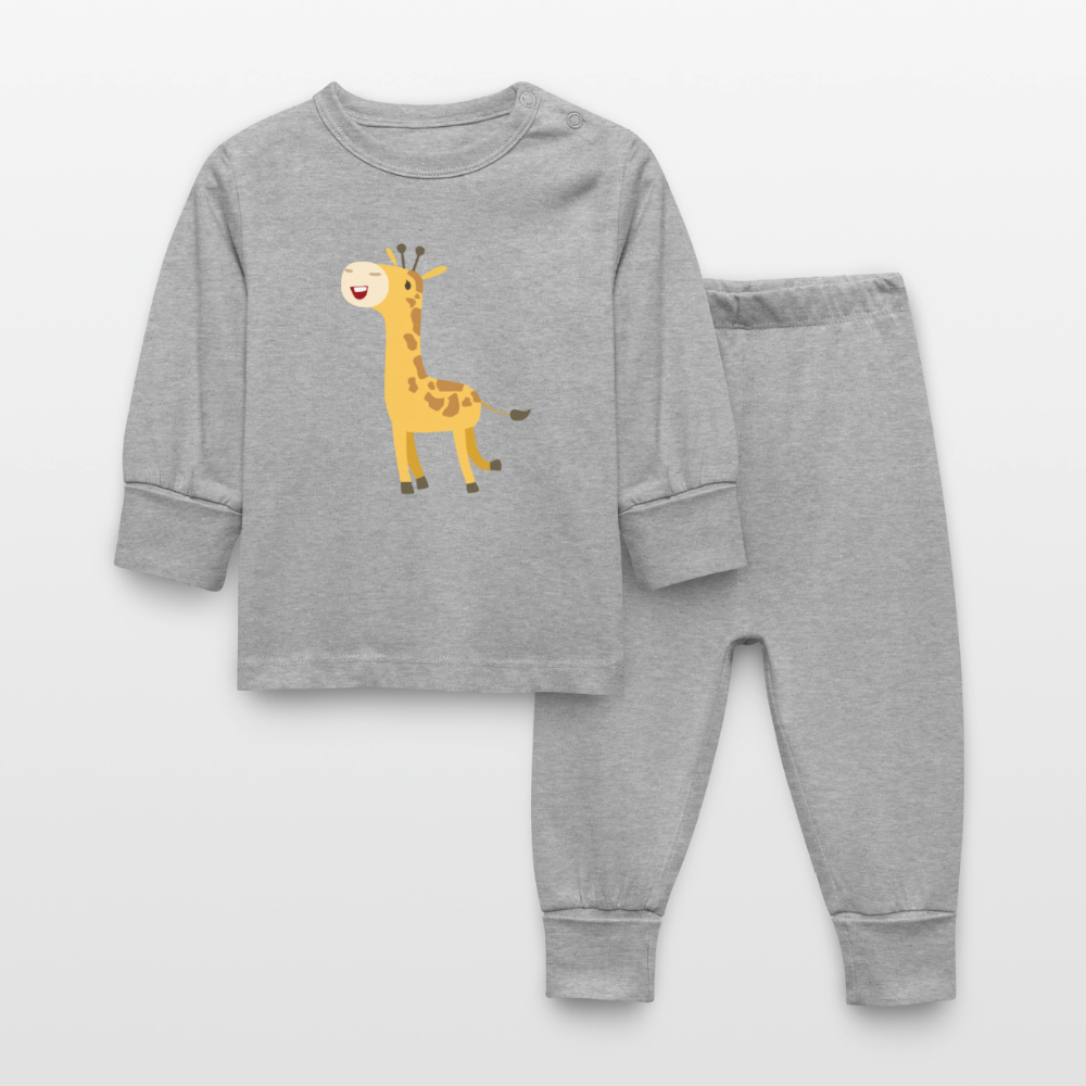 Giraffe Baby Schlafanzug - heather grey