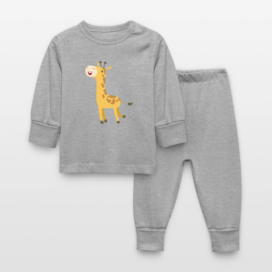 Giraffe Baby Schlafanzug - heather grey