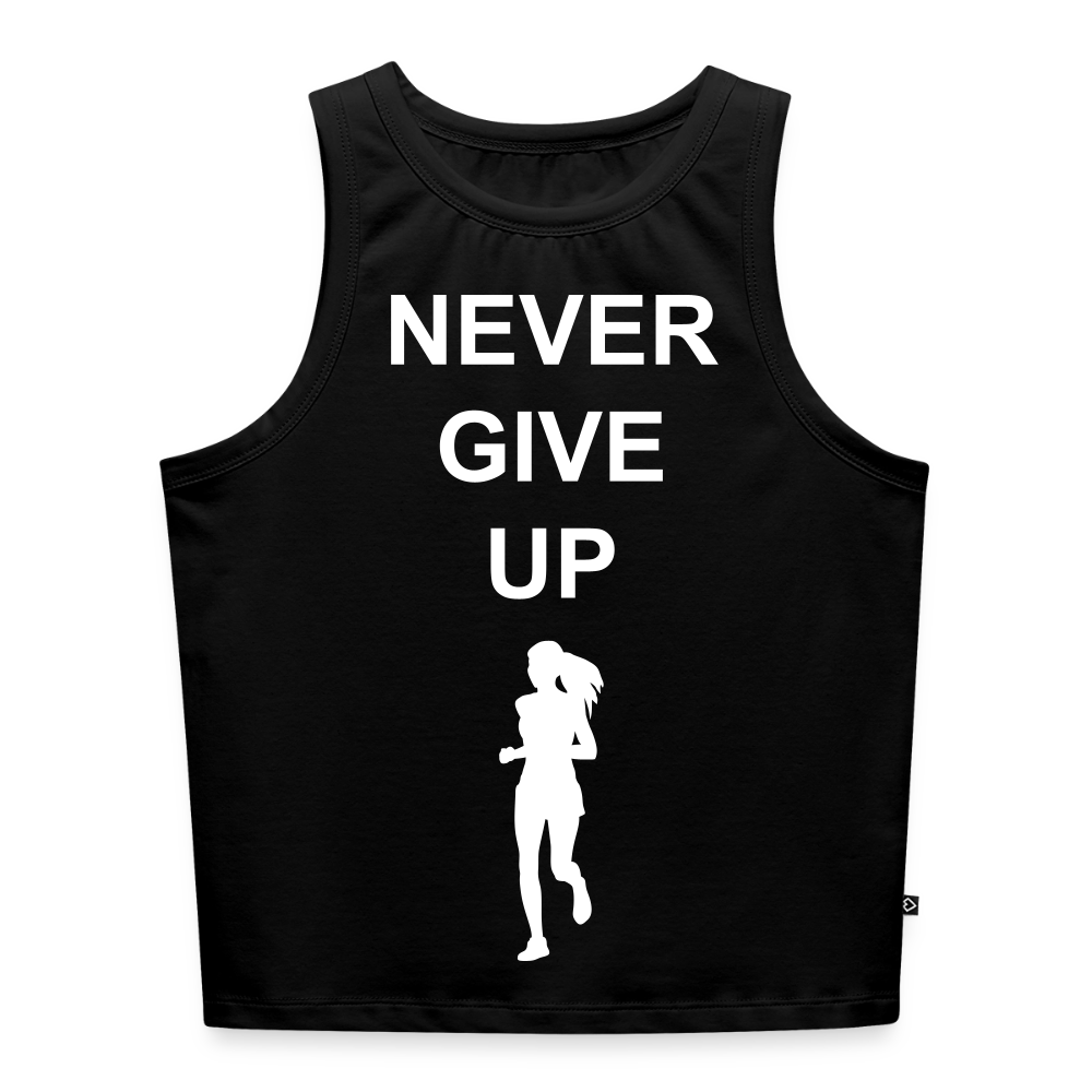 NEVER GIVE UP Cropped Tank Top - black