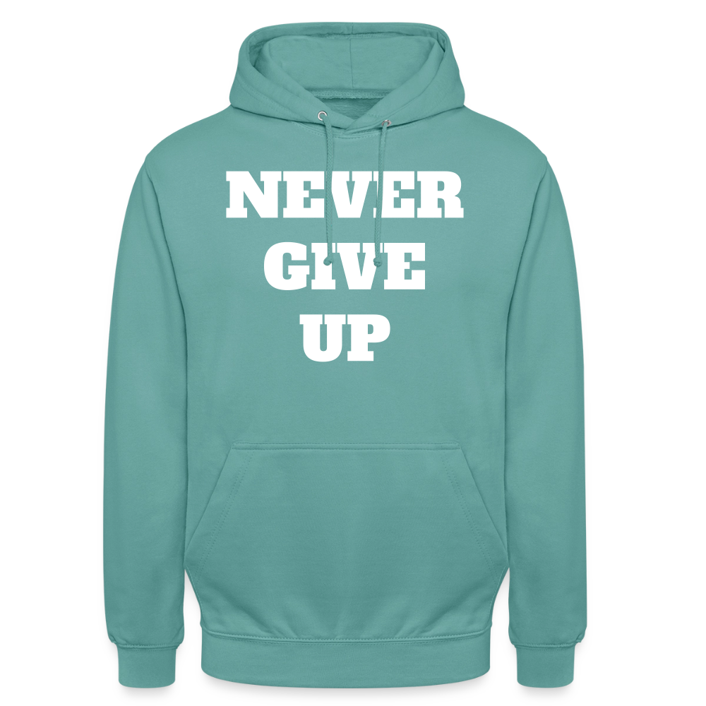 Never give up Hoodie - pastel turquoise