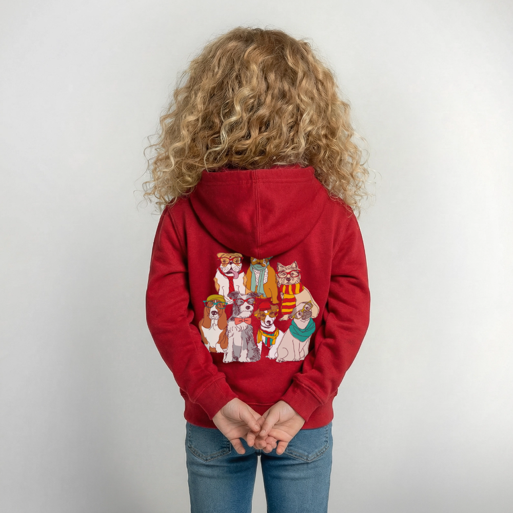Hunde mit Brille Kinder Hoodie - red