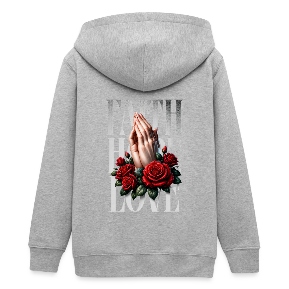 FAITH, HOPE, LOVE Premium Kapuzenjacke - heather grey