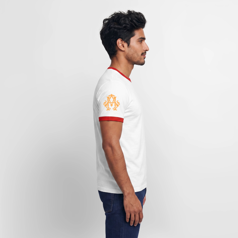 Fitness Man Kontrast T-Shirt - white/red 