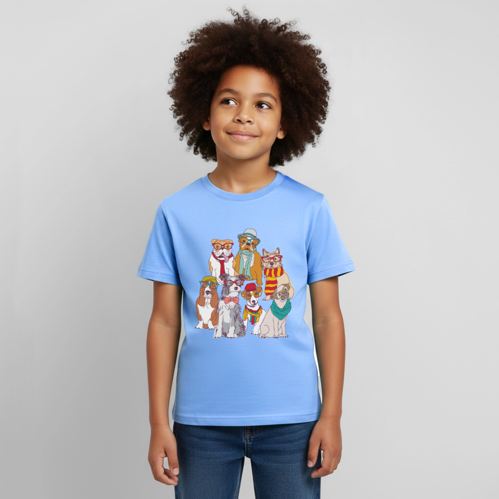 Hunde mit Brille Kinder T-Shirt - sky blue