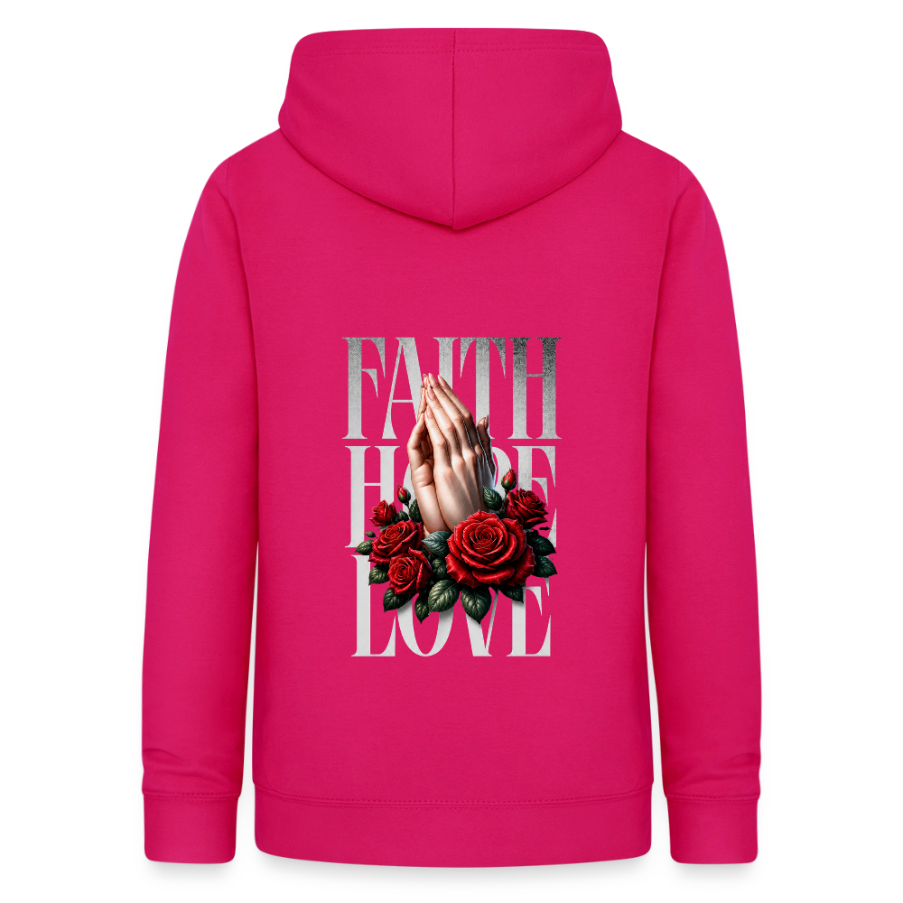 FAITH, HOPE, LOVE Hoodie - dark pink