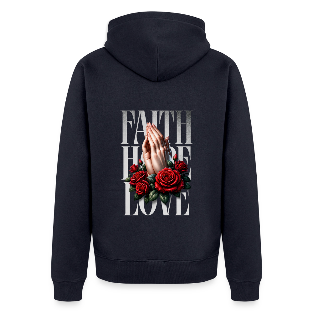 FAITH, HOPE, LOVE Premium Kapuzenjacke - navy