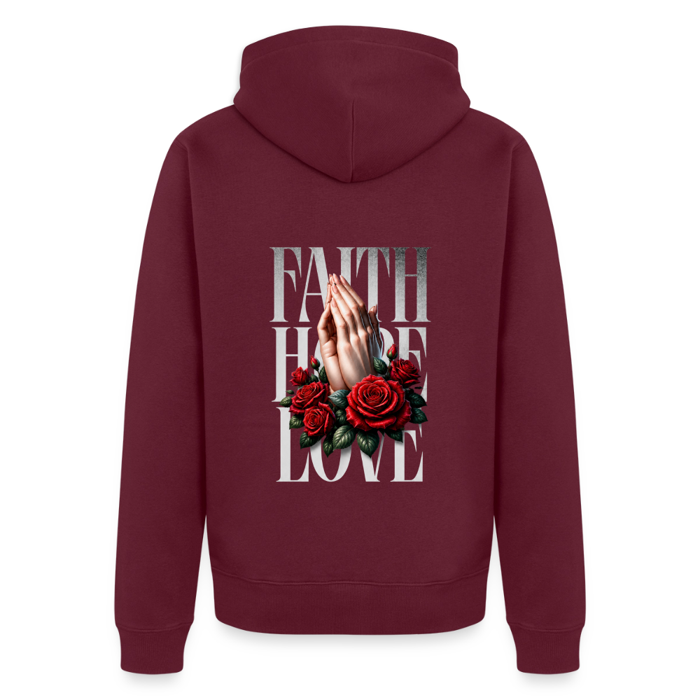 FAITH, HOPE, LOVE Premium Kapuzenjacke - burgundy