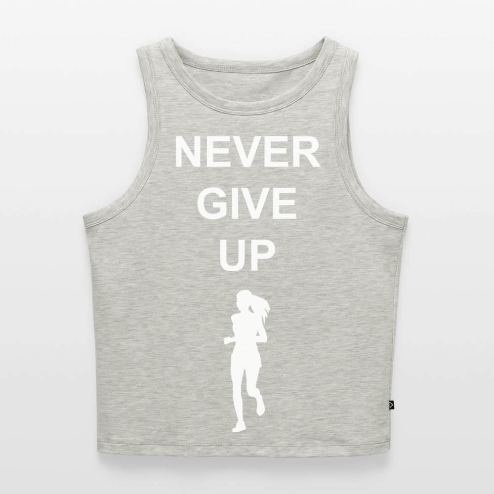 NEVER GIVE UP Cropped Tank Top Woman - heather grey