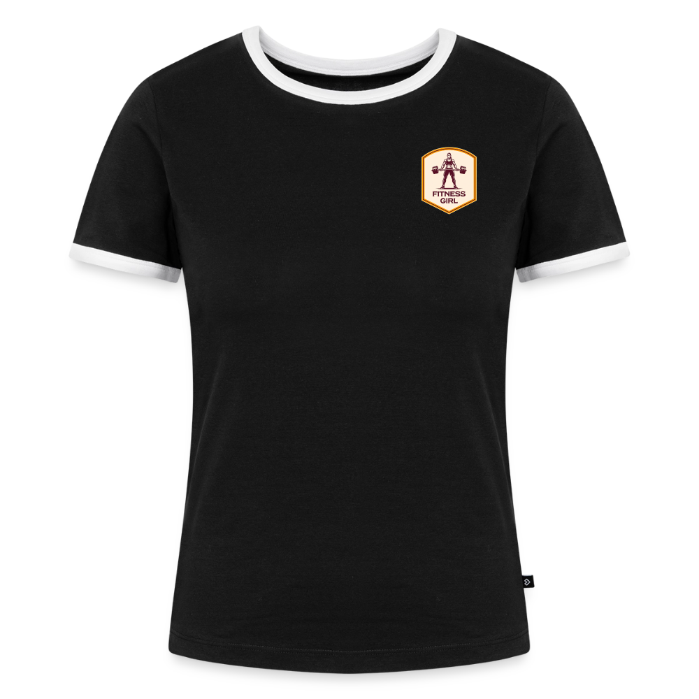 Fitness Girl Kontrast T-Shirt - black/white