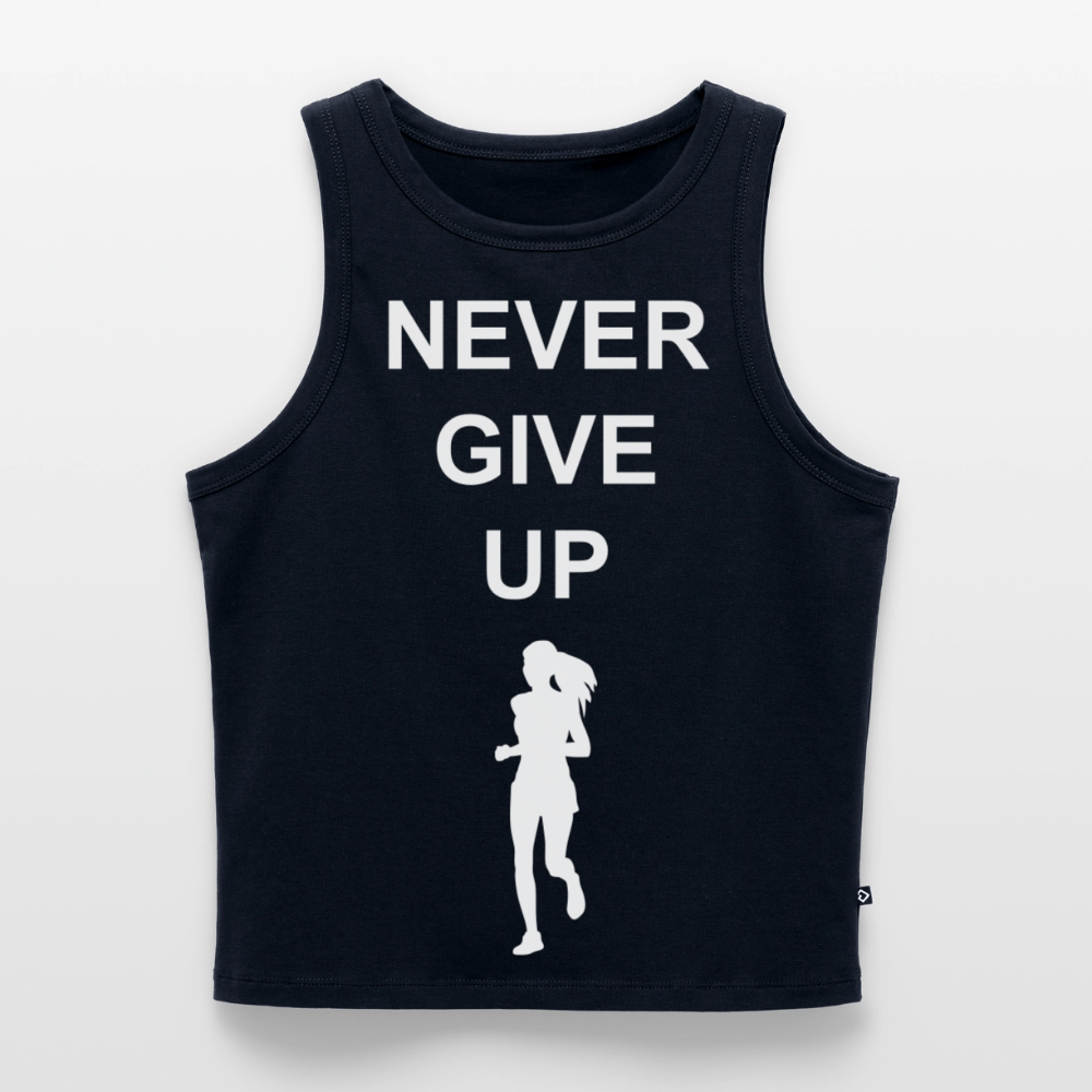 NEVER GIVE UP Cropped Tank Top - navy