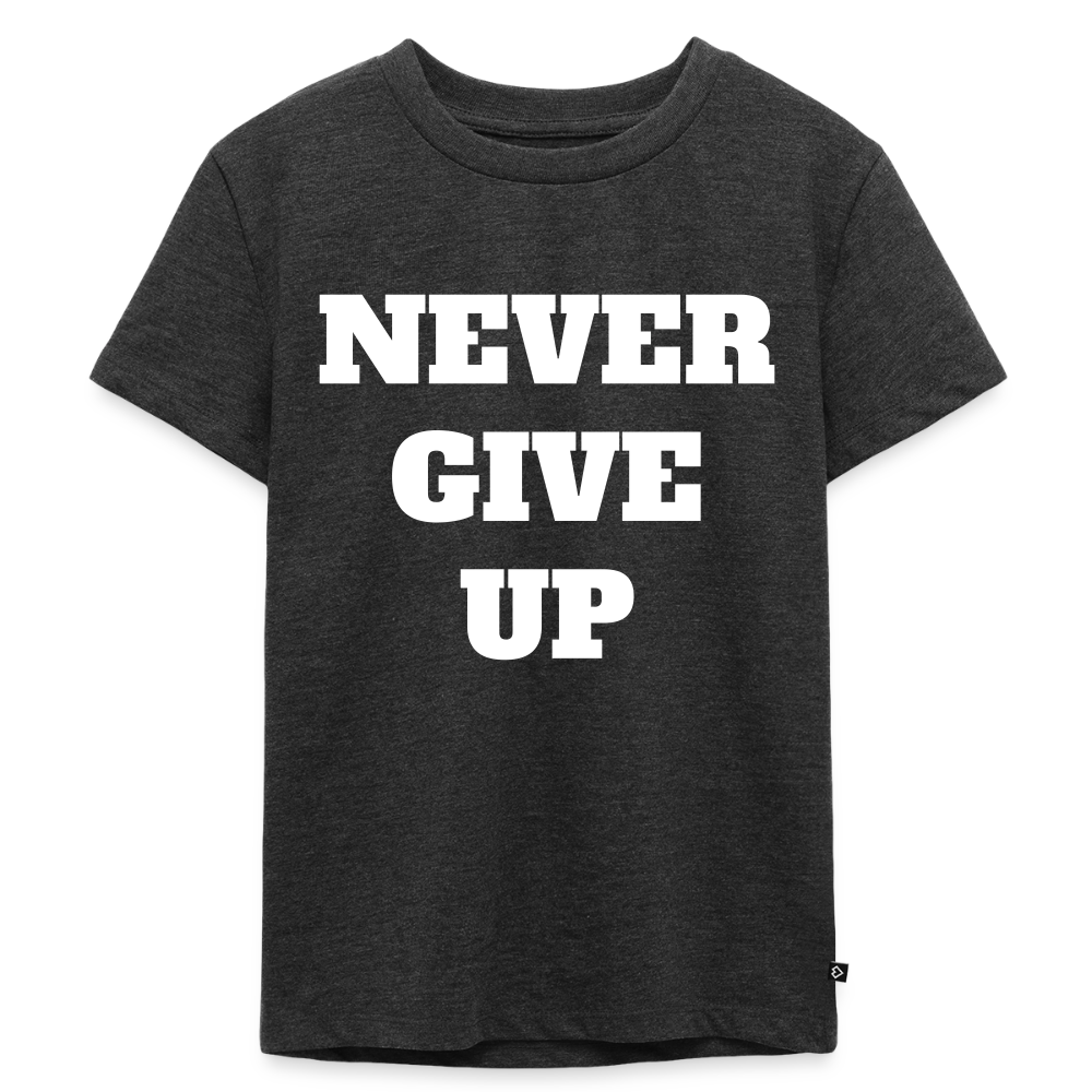 Never give up Premium Kinder T-Shirt - heather anthracite