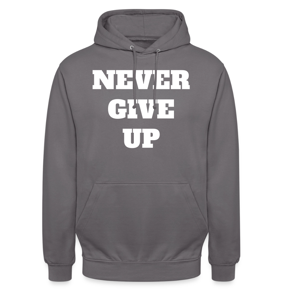 Never give up Hoodie - elephant grey
