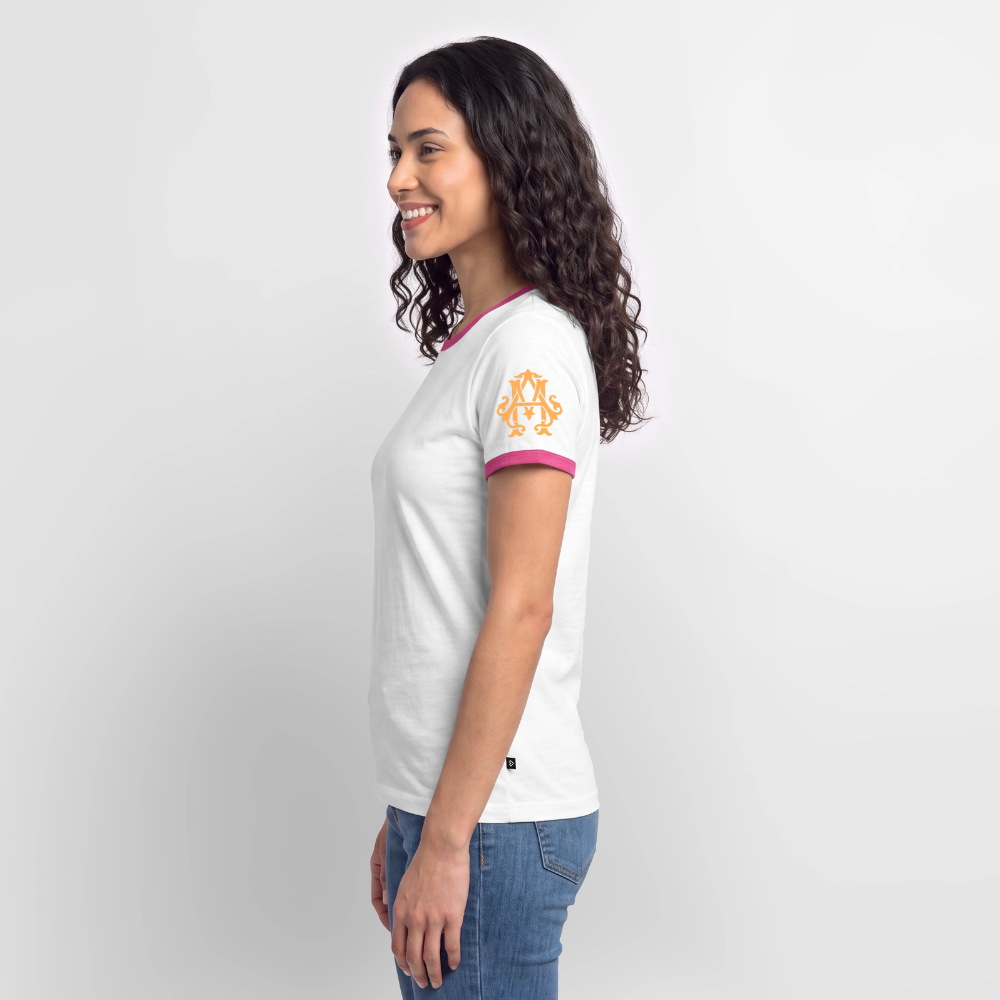 Fitness Girl Kontrast T-Shirt - white/fuchsia