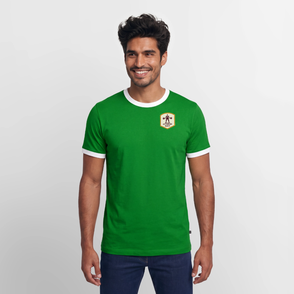 Fitness Man Kontrast T-Shirt - green/white 