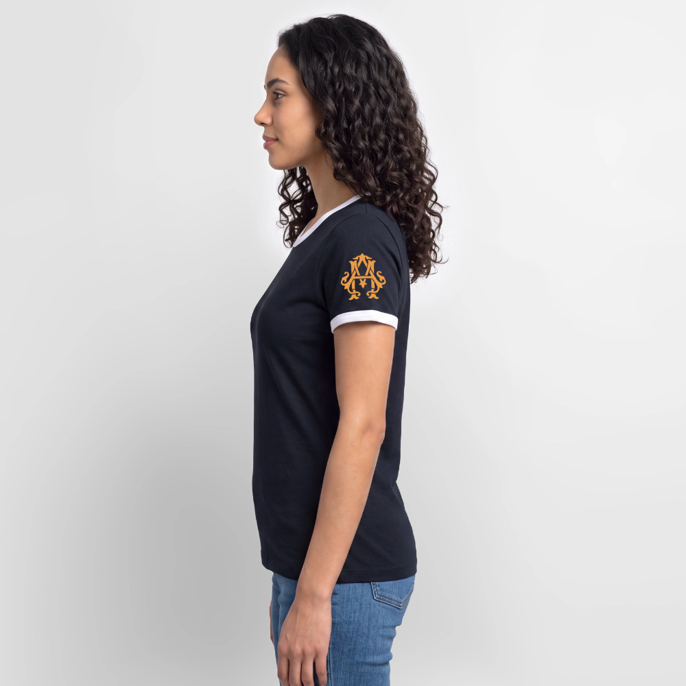 Fitness Girl Kontrast T-Shirt - navy/white 