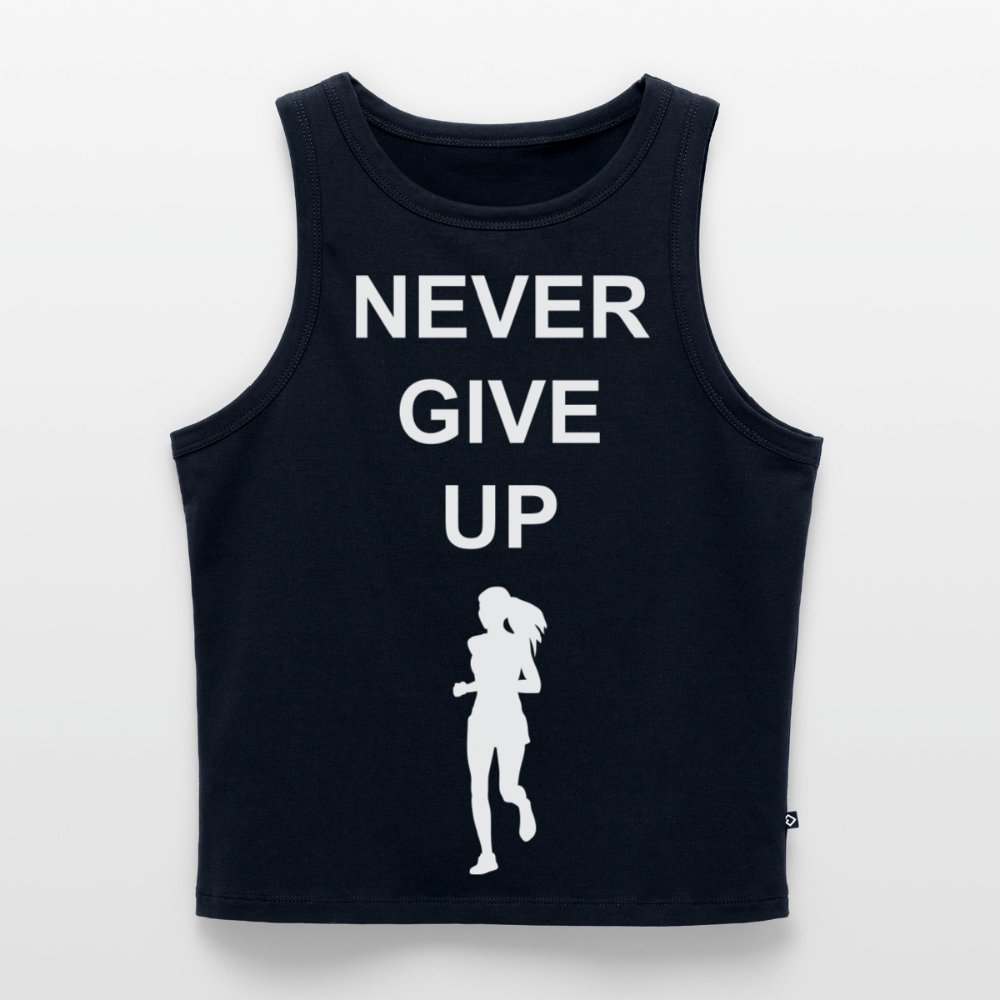 NEVER GIVE UP Cropped Tank Top Woman - navy