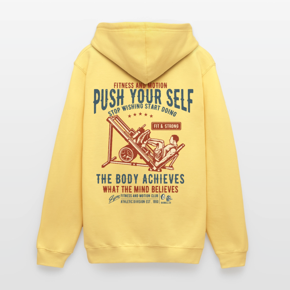PUSH YOUR SELF Hoodie - lemon yellow