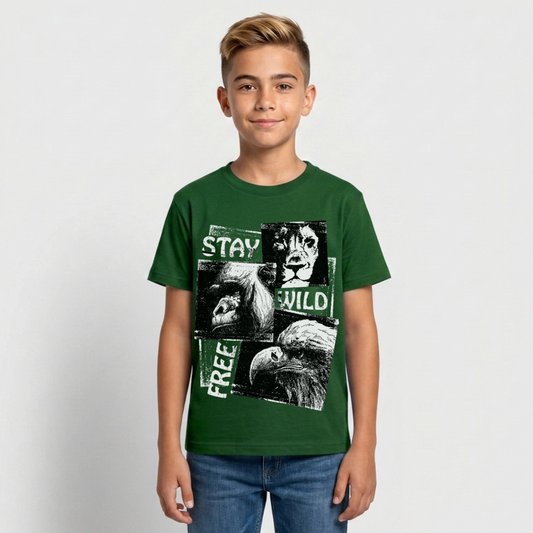 STAY WILD T-Shirt Teenager - forest green