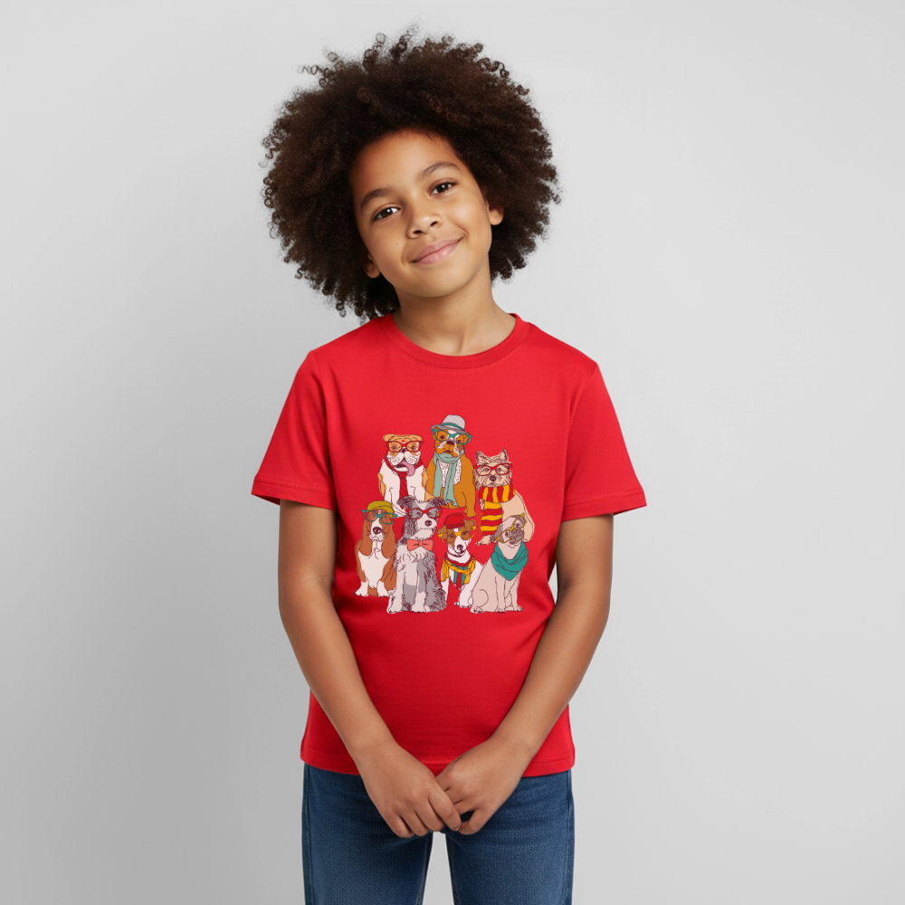 Hunde mit Brille Kinder T-Shirt - red