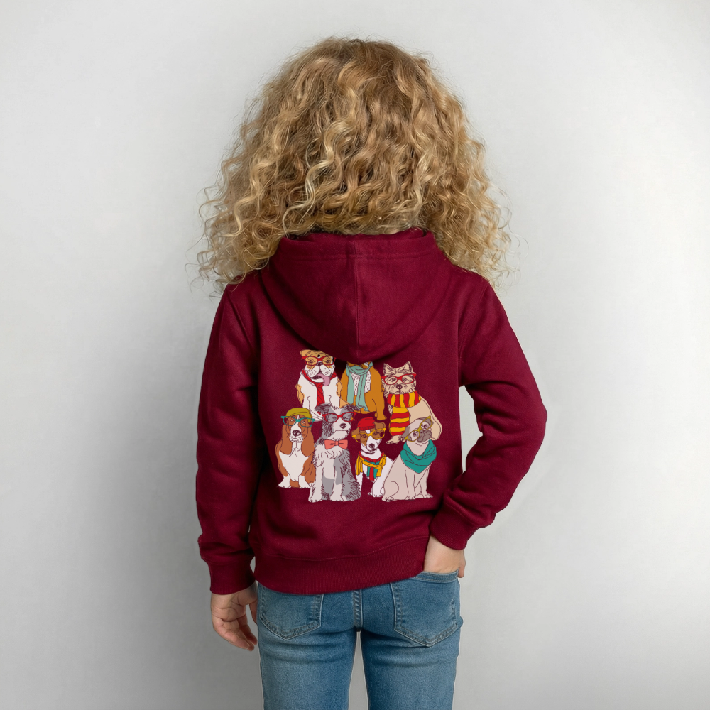 Hunde mit Brille Kinder Hoodie - bordeaux
