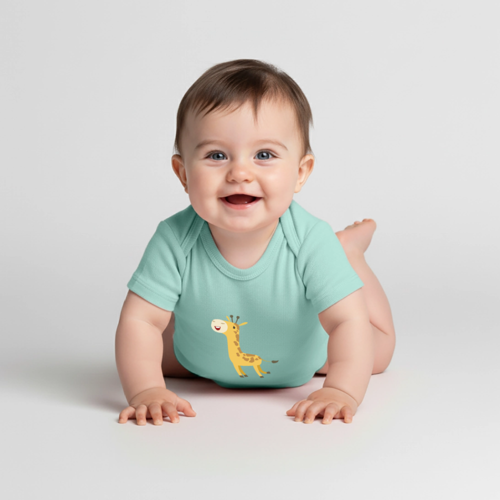 Giraffe Premium Baby Kurzarm-Body - mint 