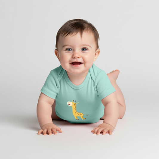 Giraffe Premium Baby Kurzarm-Body - mint 